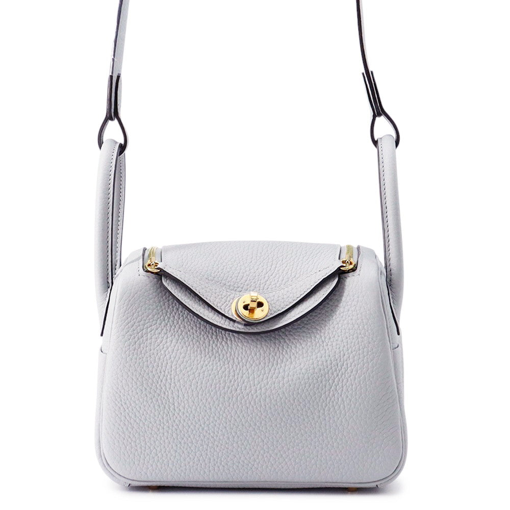HERMES Lindy Blue Gacier Taurillon Clemence Size Mini