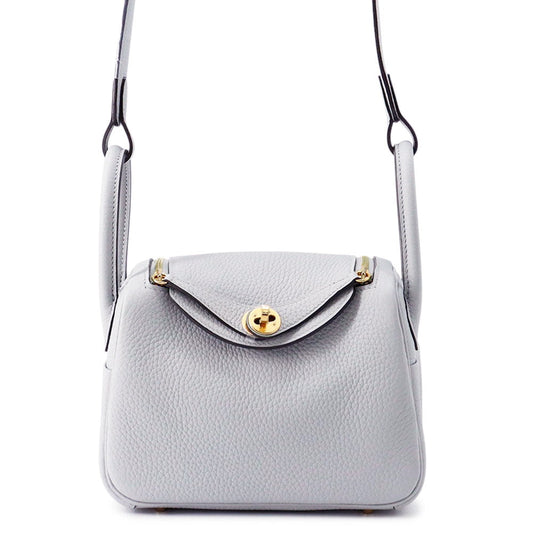 HERMES Lindy Blue Gacier Taurillon Clemence Size Mini