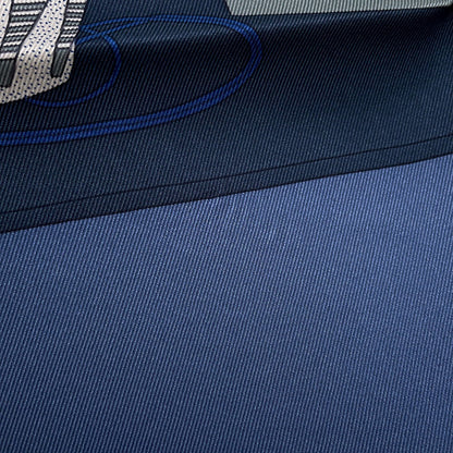 HERMES Carre EN STUDIO Blue Nuit/Blanc/Vert Silk100% Size 70