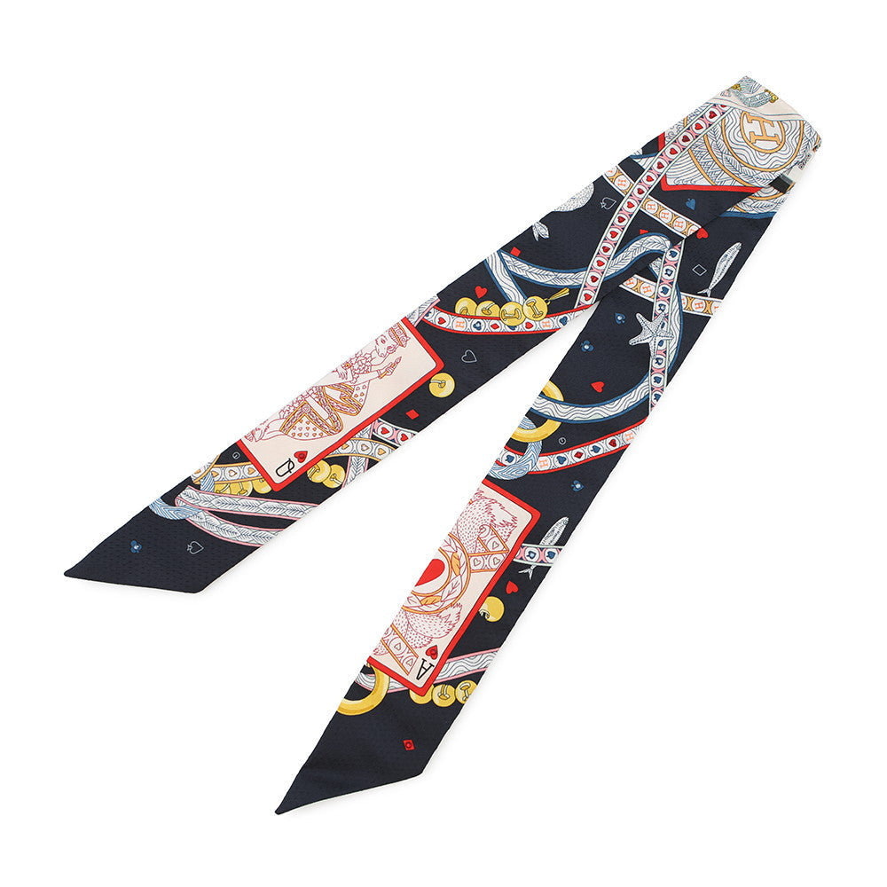 HERMES Twilly Bijoux・Pique Queen of Hearts Dame de Coeur Black/Rouge/Gold Silk100%