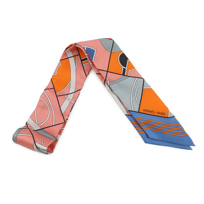 HERMES Twilly HERMESSports Lavande/Salmon/Gris Silk100%