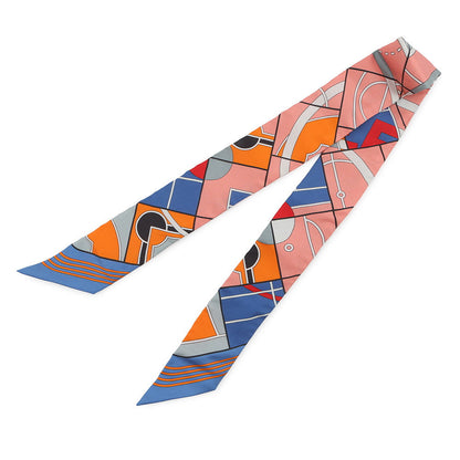 HERMES Twilly HERMESSports Lavande/Salmon/Gris Silk100%