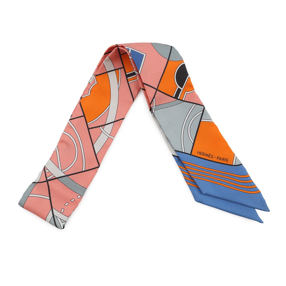 HERMES Twilly HERMESSports Lavande/Salmon/Gris Silk100%