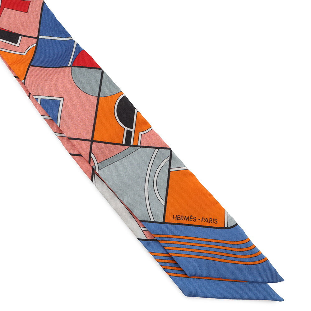HERMES Twilly HERMESSports Lavande/Salmon/Gris Silk100%
