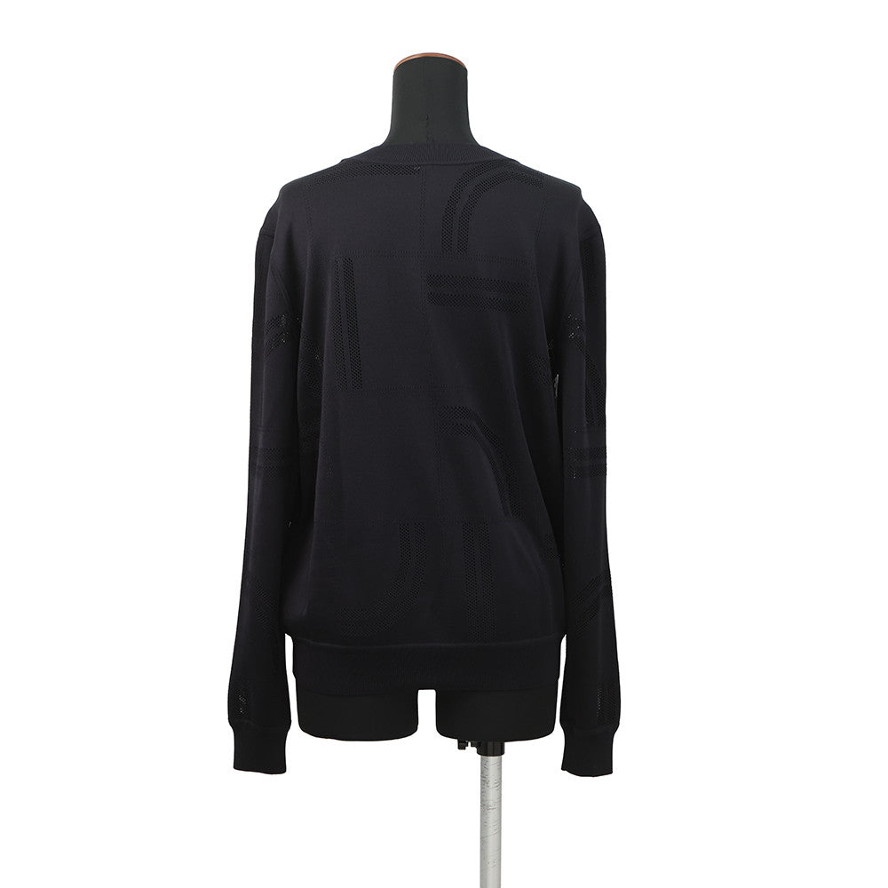 HERMES Twillaine Top Size 40 Black/White Silk 87% Polyamide 10% Elastane 3%