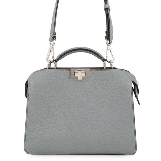 FENDI Peekaboo 2WAY Handbag Gray7VA530 Leather Size Small