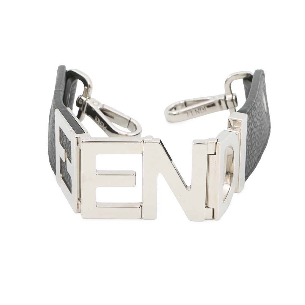 FENDI FENDI logo strap for short handbags. Black8AV483 Leather