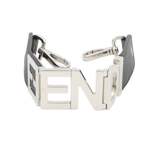 FENDI FENDI logo strap for short handbags. Black8AV483 Leather