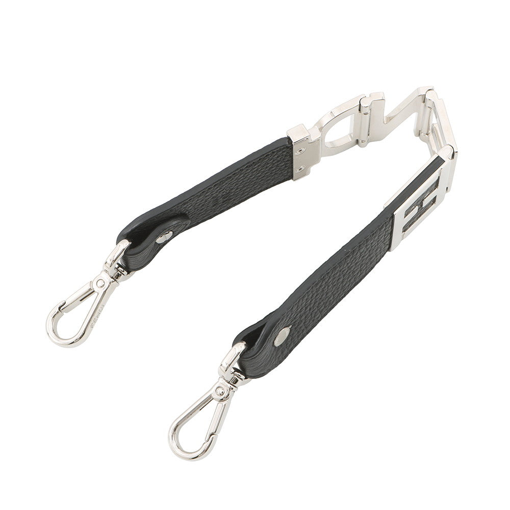 FENDI FENDI logo strap for short handbags. Black8AV483 Leather