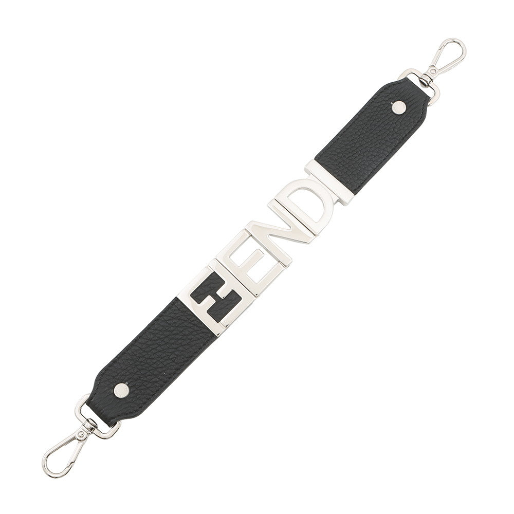FENDI FENDI logo strap for short handbags. Black8AV483 Leather