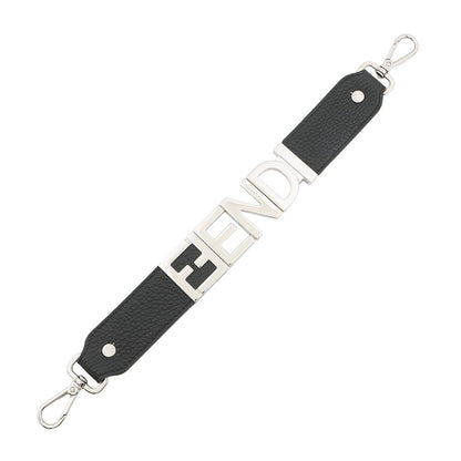 FENDI FENDI logo strap for short handbags. Black8AV483 Leather