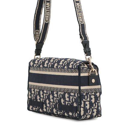 Dior Diorcamp Oblique Embroidery Shoulder Bag Navy/BeigeM1241ORIW_M928 Canvas Size Small
