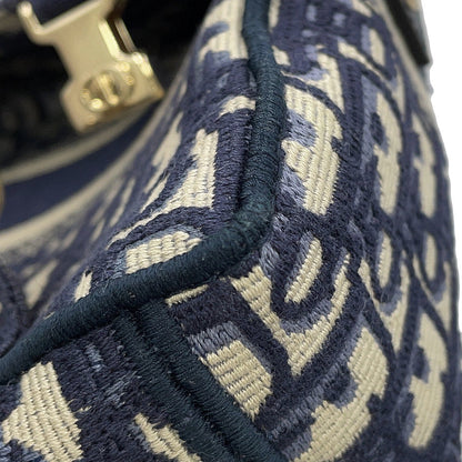 Dior Diorcamp Oblique Embroidery Shoulder Bag Navy/BeigeM1241ORIW_M928 Canvas Size Small