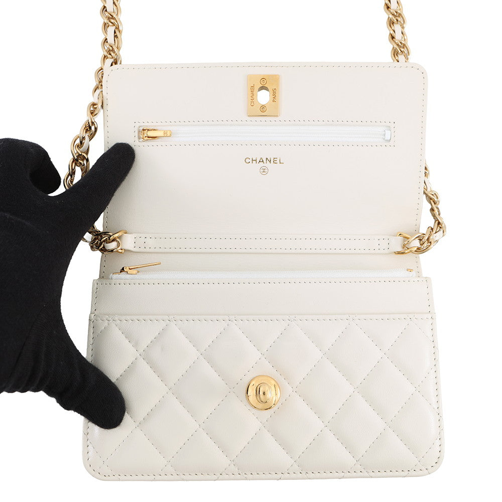 CHANEL Chain Wallet Double Chain WhiteAP4241 Lambskin
