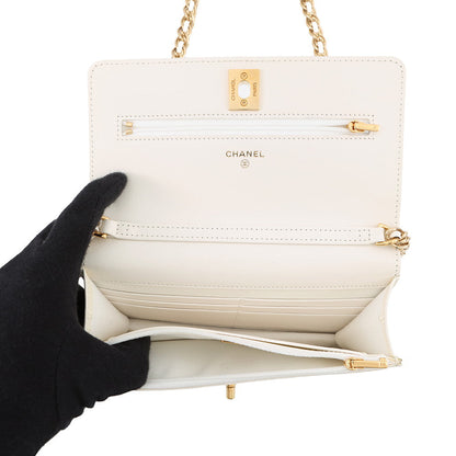 CHANEL Chain Wallet Double Chain WhiteAP4241 Lambskin