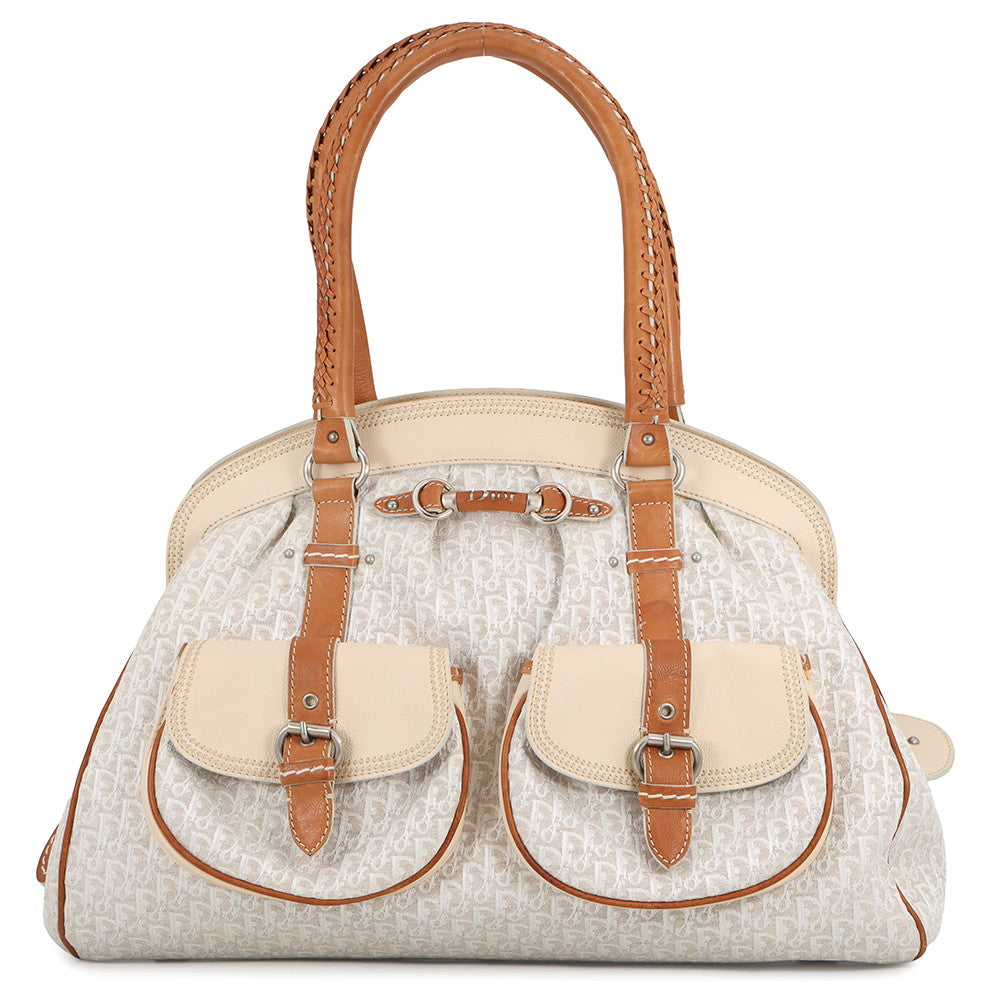 Dior Trotter Street Chic Shoulder Bag Beige Canvas Leather