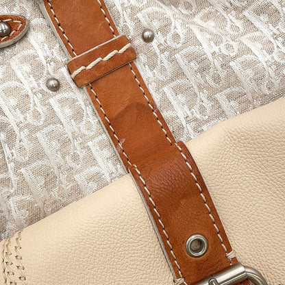 Dior Trotter Street Chic Shoulder Bag Beige Canvas Leather