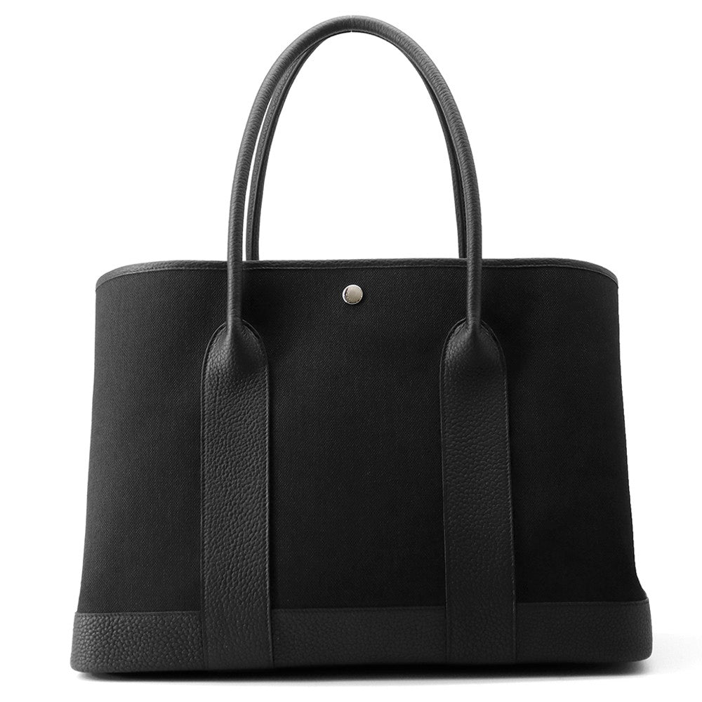 HERMES Neo Garden Black Toile Military Negonda Leather Size 41