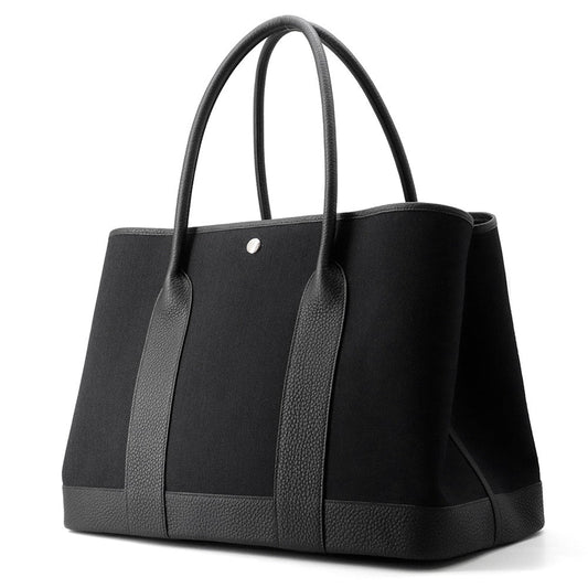 HERMES Neo Garden Black Toile Military Negonda Leather Size 41