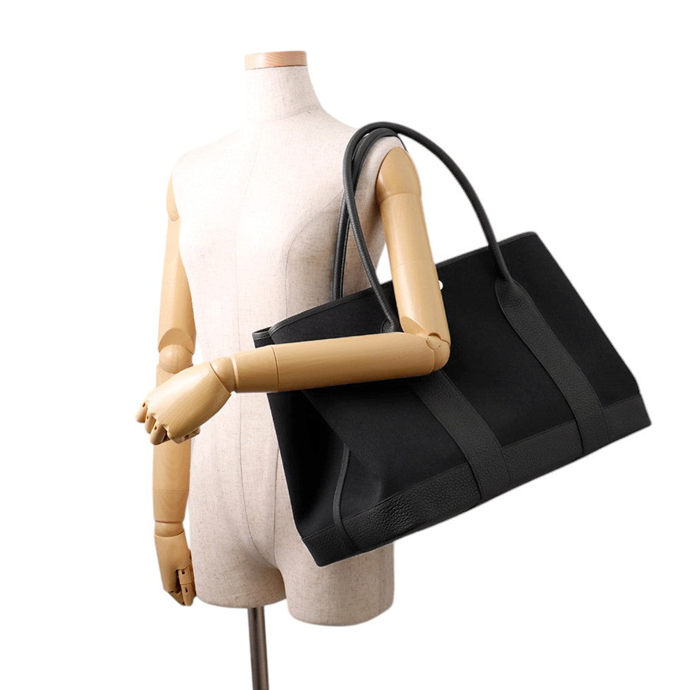 HERMES Neo Garden Black Toile Military Negonda Leather Size 41