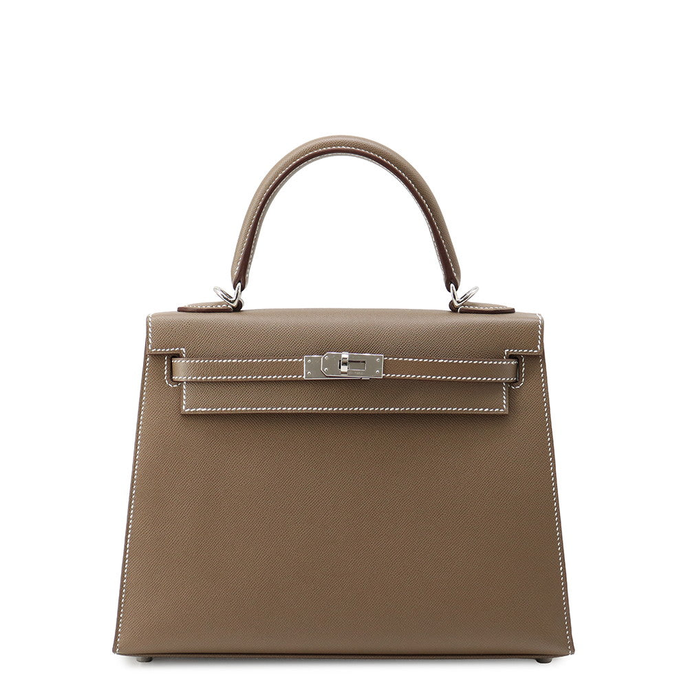 HERMES Kelly Sellier Etoupe Veau Madame Size 25