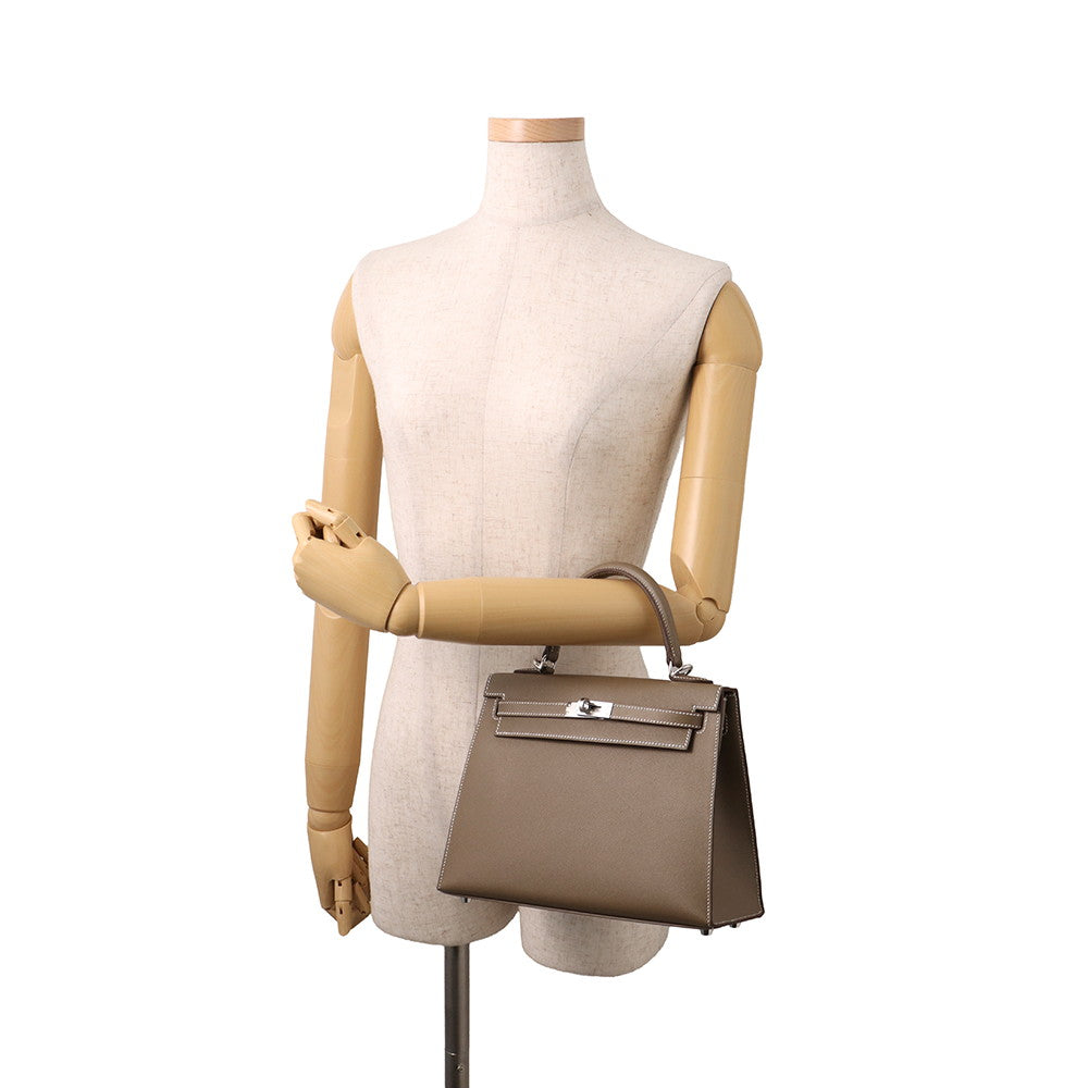 HERMES Kelly Sellier Etoupe Veau Madame Size 25