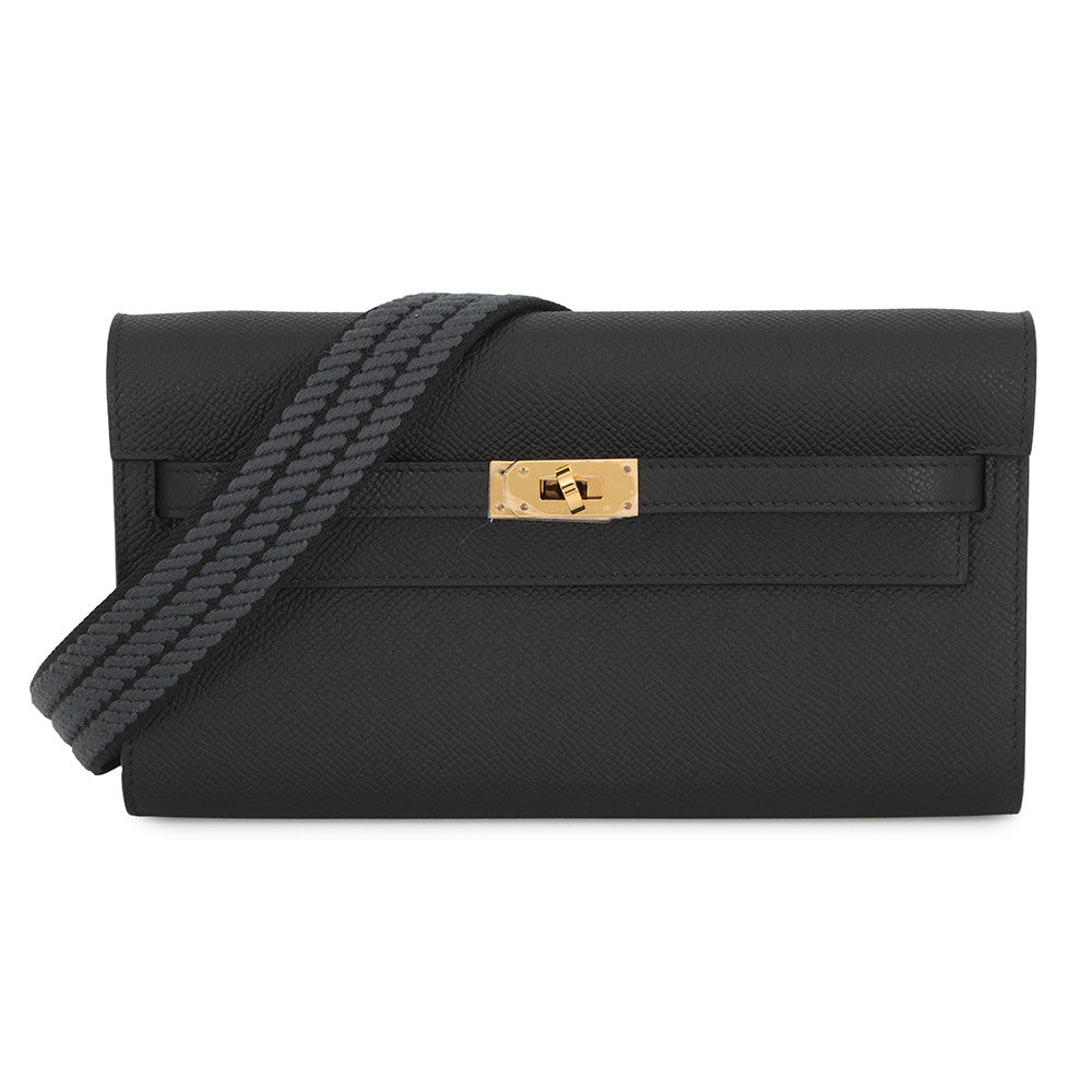 HERMES Kelly wallet long to go Black Epsom