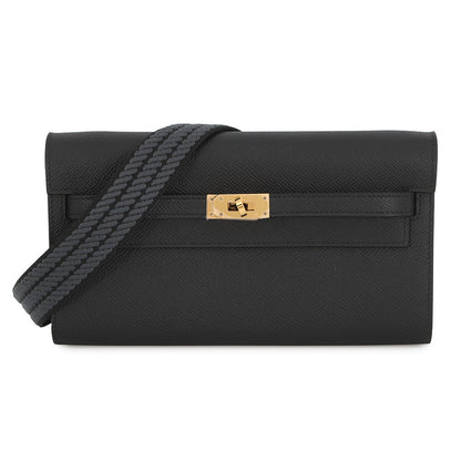 HERMES Kelly wallet long to go Black Epsom