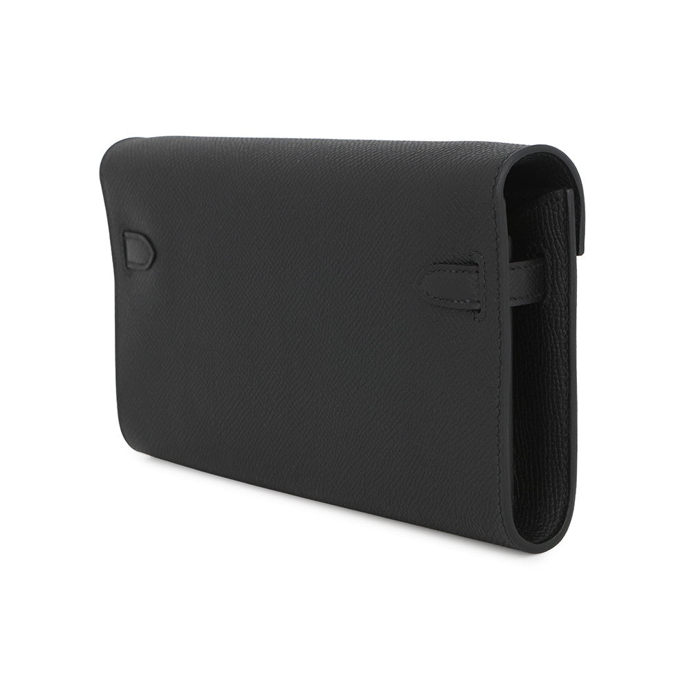 HERMES Kelly wallet long to go Black Epsom