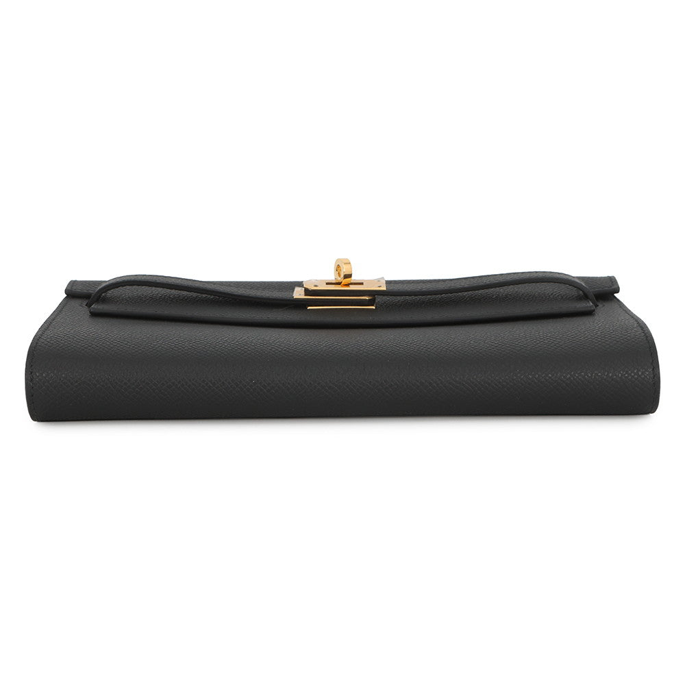 HERMES Kelly wallet long to go Black Epsom