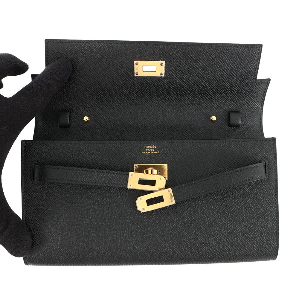 HERMES Kelly wallet long to go Black Epsom