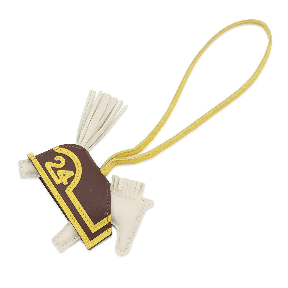 HERMES Rodeo Robeo 24 Craie/Terre/Jaune de Naples Lambskin Swift Leather Size PM