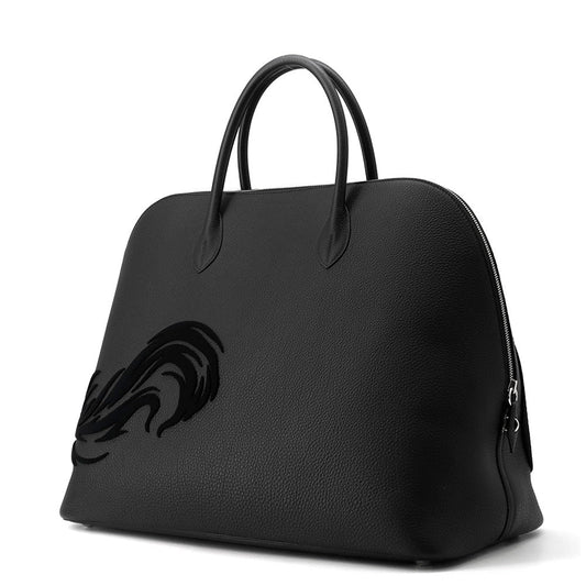 HERMES Bolide 1923 chimeres dragon Black Togo Leather Velvet Size 45