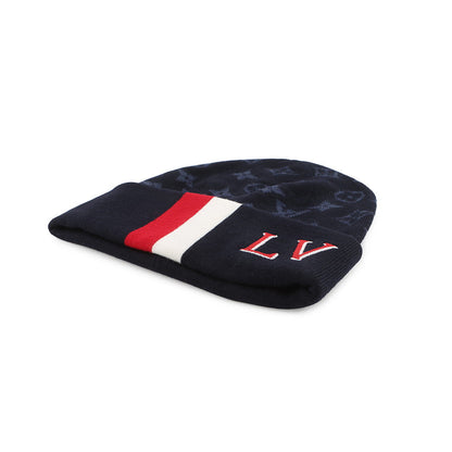 LOUIS VUITTON Bonnet LV Varsity Knit Hat Size S Navy/White/RedM77955 Wool 100%