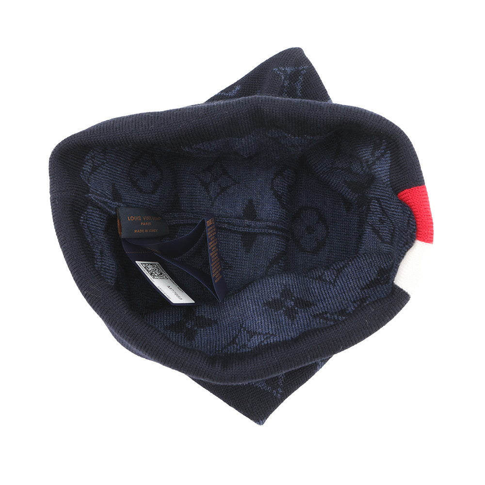 LOUIS VUITTON Bonnet LV Varsity Knit Hat Size S Navy/White/RedM77955 Wool 100%