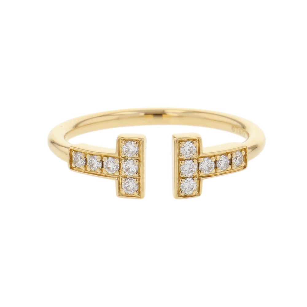 TIFFANY&Co. T Wire Diamond Ring Size Approximately No. 960147091 18K Yellow Gold