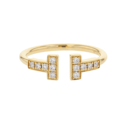 TIFFANY&Co. T Wire Diamond Ring Size Approximately No. 960147091 18K Yellow Gold