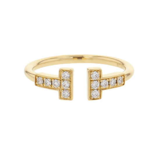 TIFFANY&Co. T Wire Diamond Ring Size Approximately No. 960147091 18K Yellow Gold