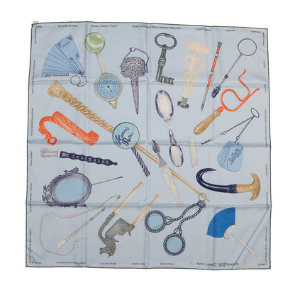 HERMES Carre Nous Sommes Inseparables Size 90 Blue Ciel/Marine Silk100%