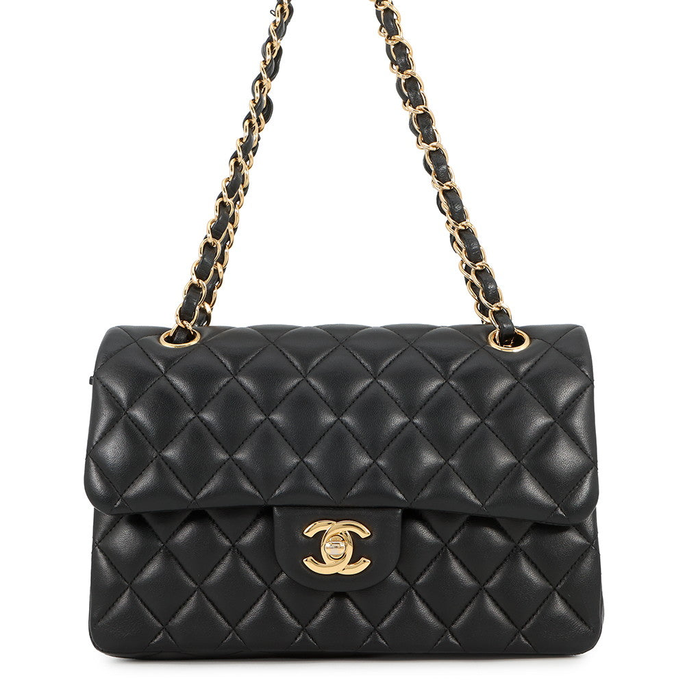 CHANEL Classic Matelasse Double Chain Shoulder Bag BlackA01113-Y01295-94305 Lambskin Size 23