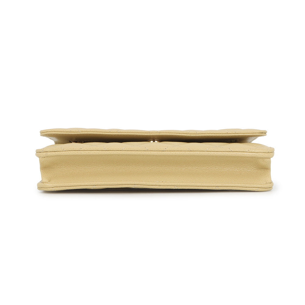 CHANEL Matelasse Classic Chain Wallet YellowBeigeAP0250 Caviar Leather