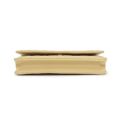 CHANEL Matelasse Classic Chain Wallet YellowBeigeAP0250 Caviar Leather
