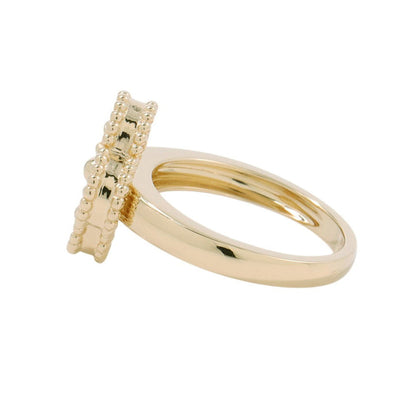 Van Cleef & Arpels Vintage Alhambra Guilloché Ring Size 54/#14VCARP6I300/VCARP6I354 18K Yellow Gold