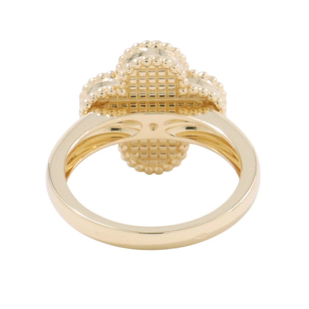 Van Cleef & Arpels Vintage Alhambra Guilloché Ring Size 54/#14VCARP6I300/VCARP6I354 18K Yellow Gold