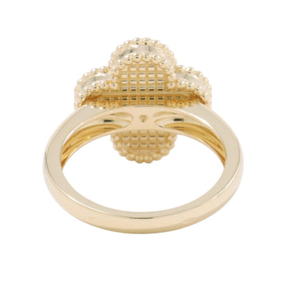 Van Cleef & Arpels Vintage Alhambra Guilloché Ring Size 54/#14VCARP6I300/VCARP6I354 18K Yellow Gold