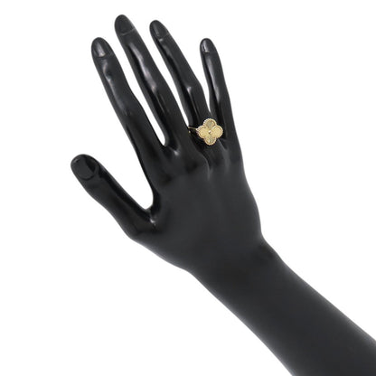 Van Cleef & Arpels Vintage Alhambra Guilloché Ring Size 54/#14VCARP6I300/VCARP6I354 18K Yellow Gold
