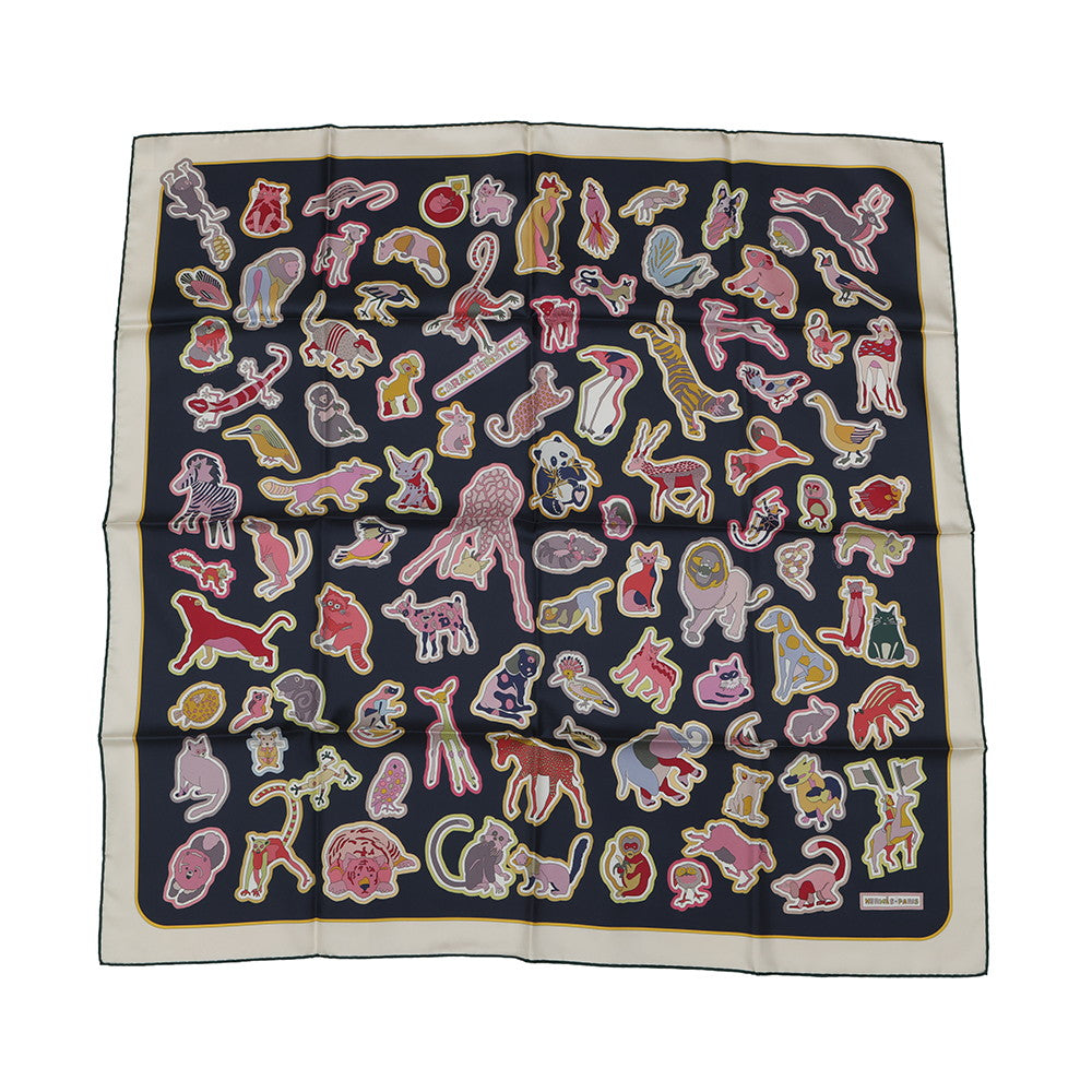 HERMES Carre Double Face Caracteristic Detail Size 90 Caban/Rose/Multicolor904165S Silk100%