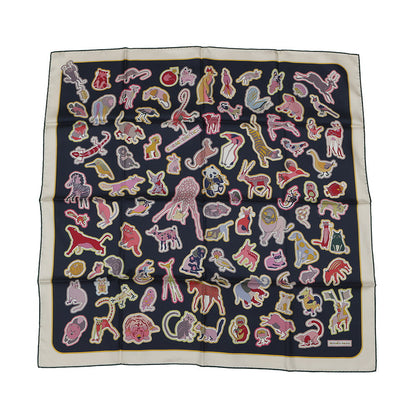 HERMES Carre Double Face Caracteristic Detail Size 90 Caban/Rose/Multicolor904165S Silk100%