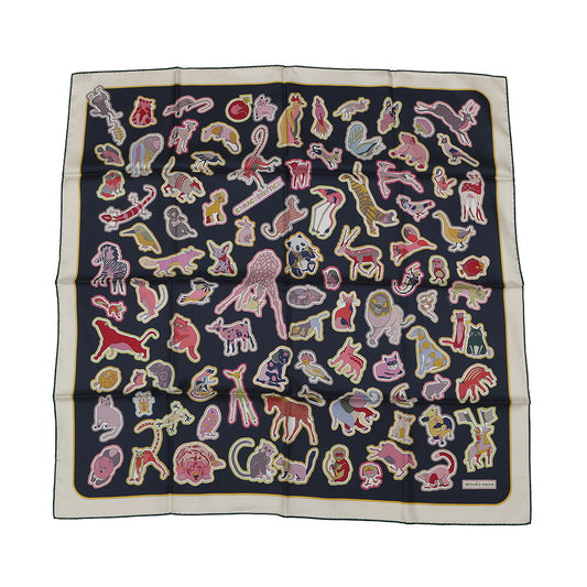 HERMES Carre Double Face Caracteristic Detail Size 90 Caban/Rose/Multicolor904165S Silk100%