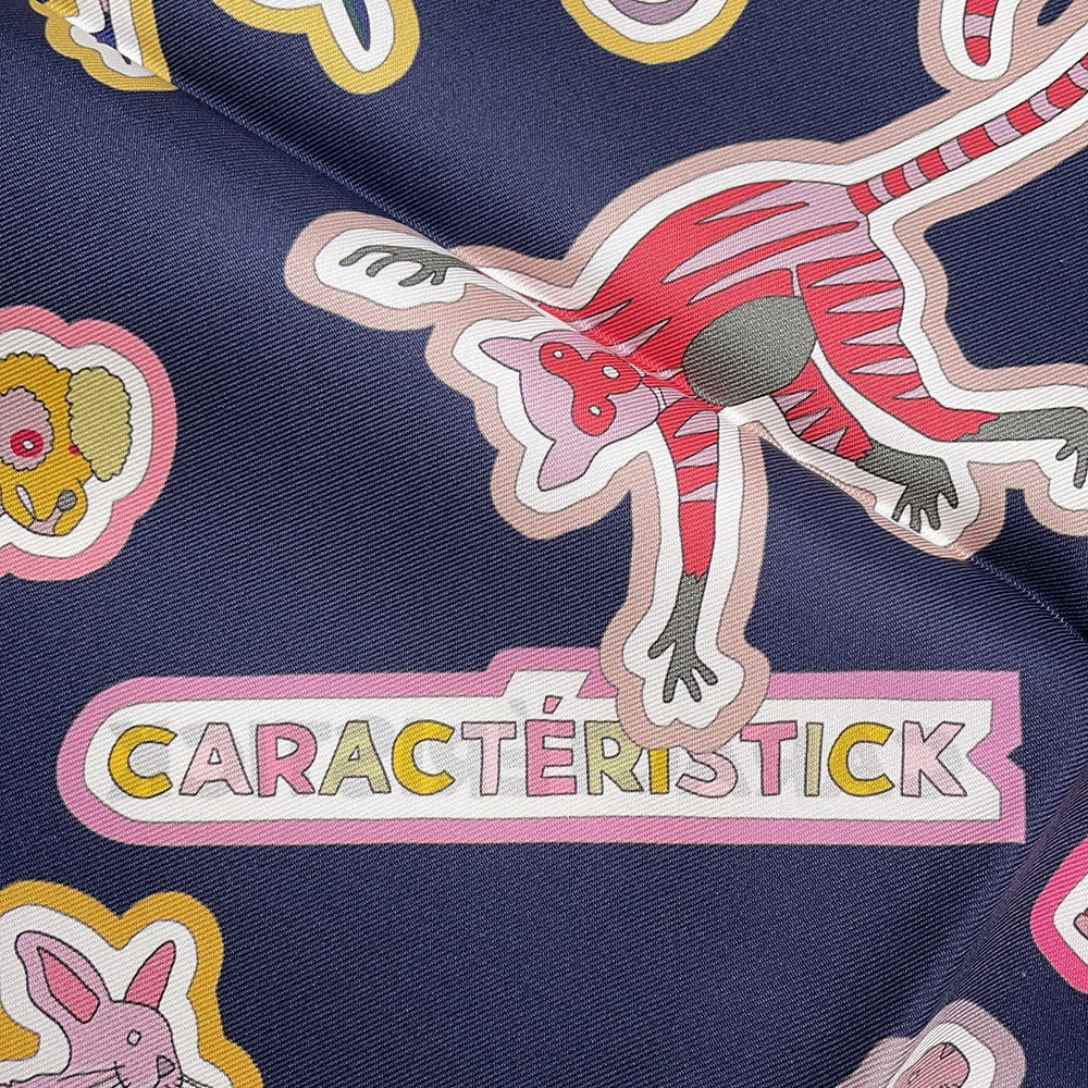 HERMES Carre Double Face Caracteristic Detail Size 90 Caban/Rose/Multicolor904165S Silk100%